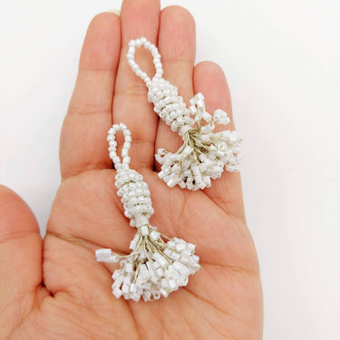 White Bead Tassels Latkan, Indian Latkans, Sewing Latkans